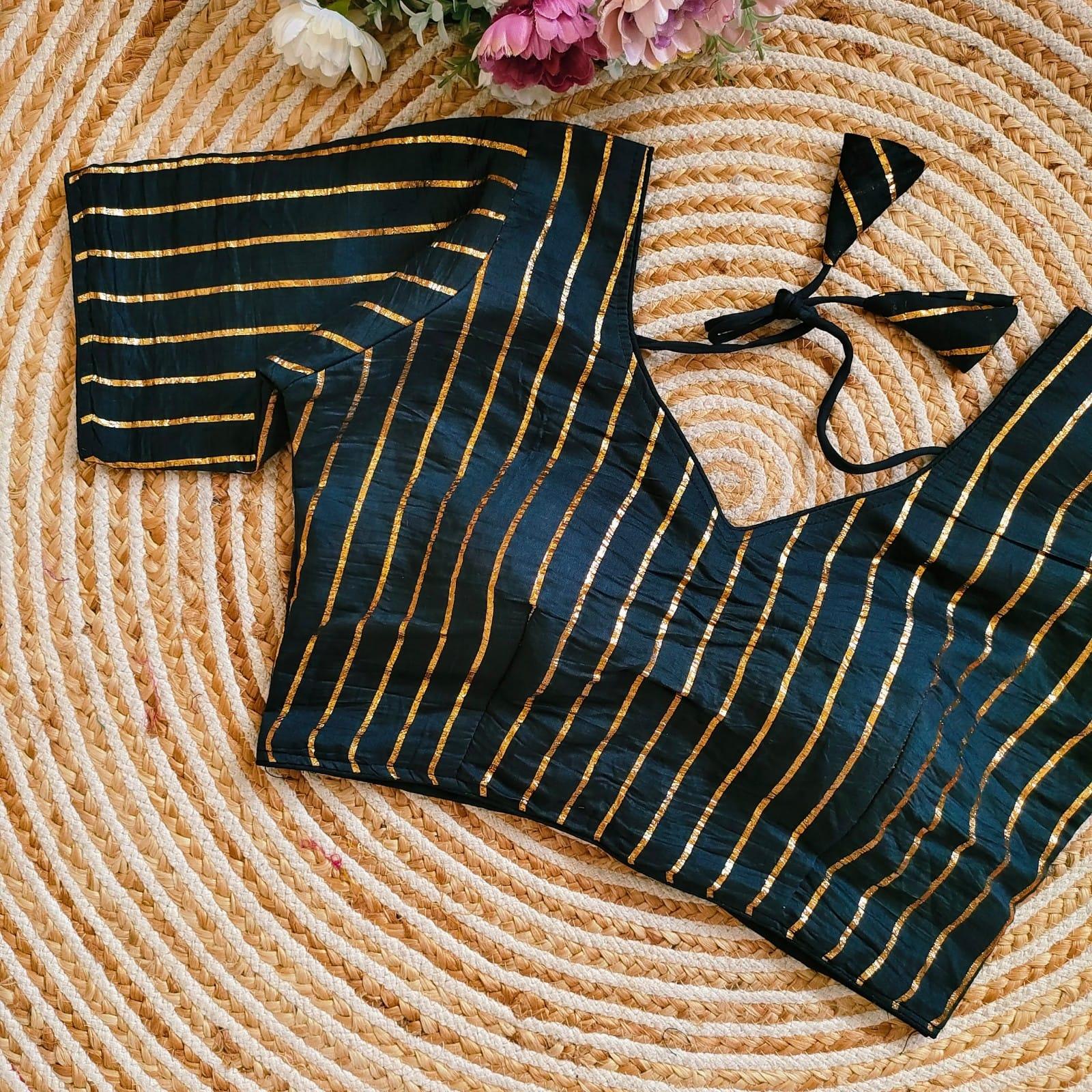 Beautiful Designer Chandri with Golden Zari Blouse