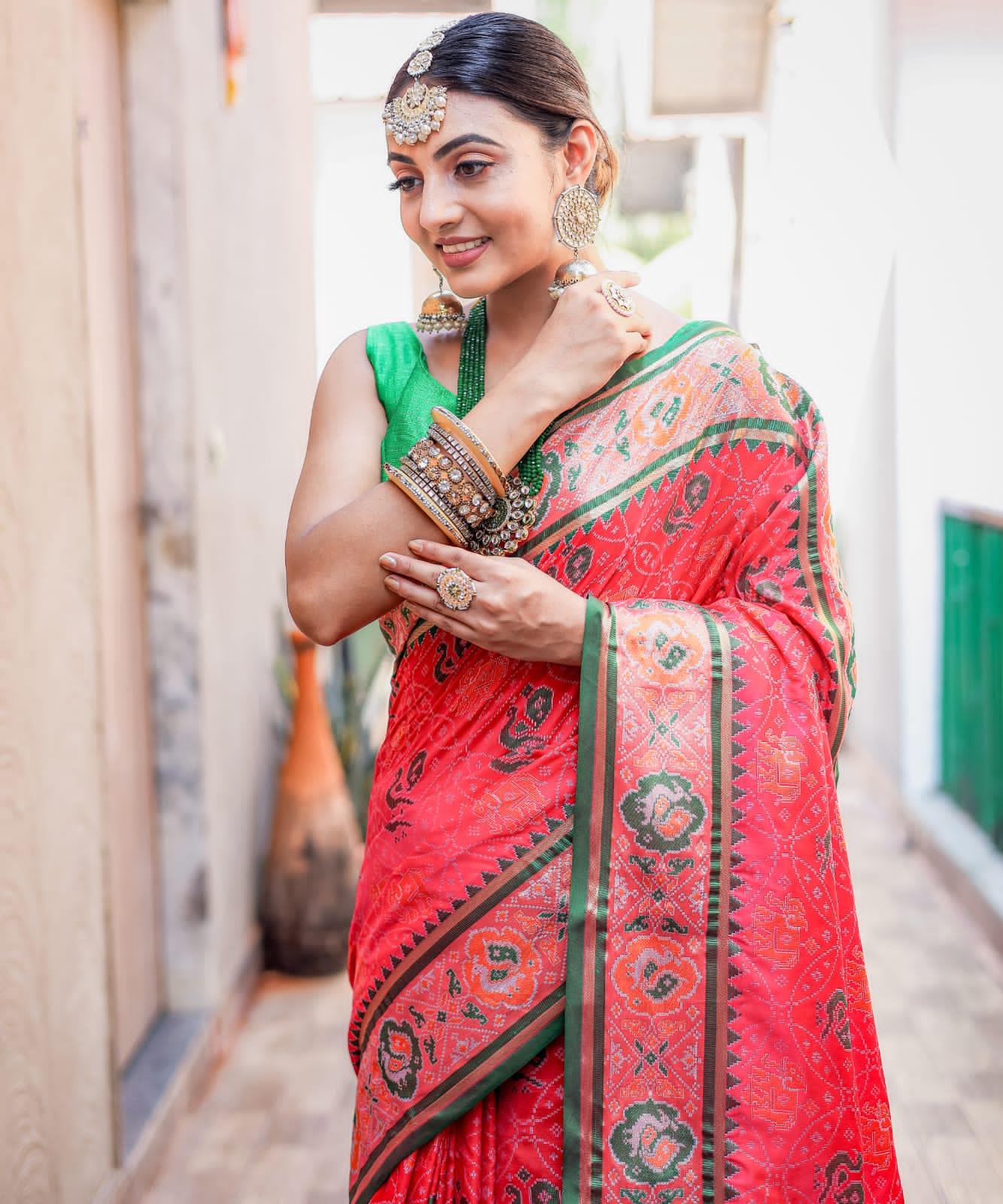 Beautiful Designer Pure Soft Rutuja Meenakari Patola Silk Saree