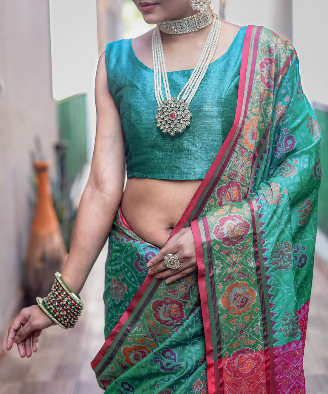 Beautiful Designer Pure Soft Rutuja Meenakari Patola Silk Saree