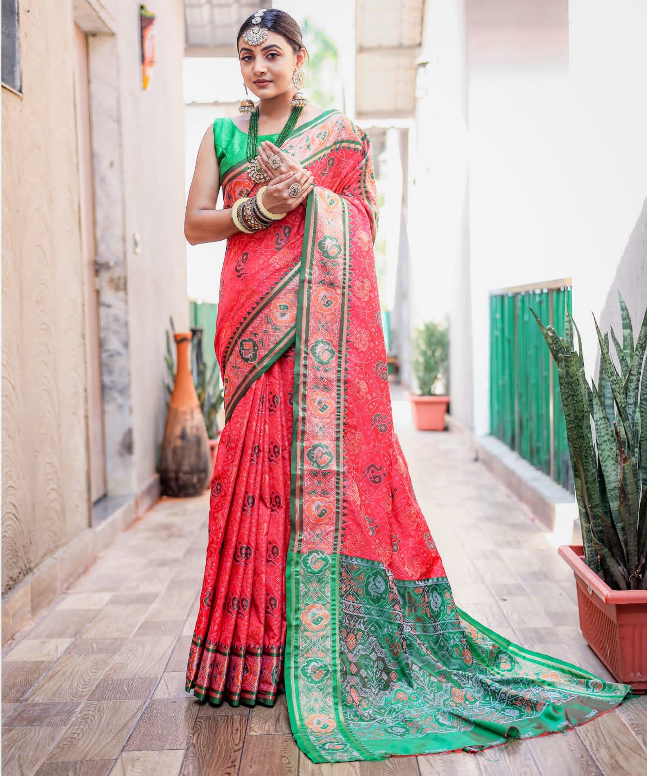Beautiful Designer Pure Soft Rutuja Meenakari Patola Silk Saree