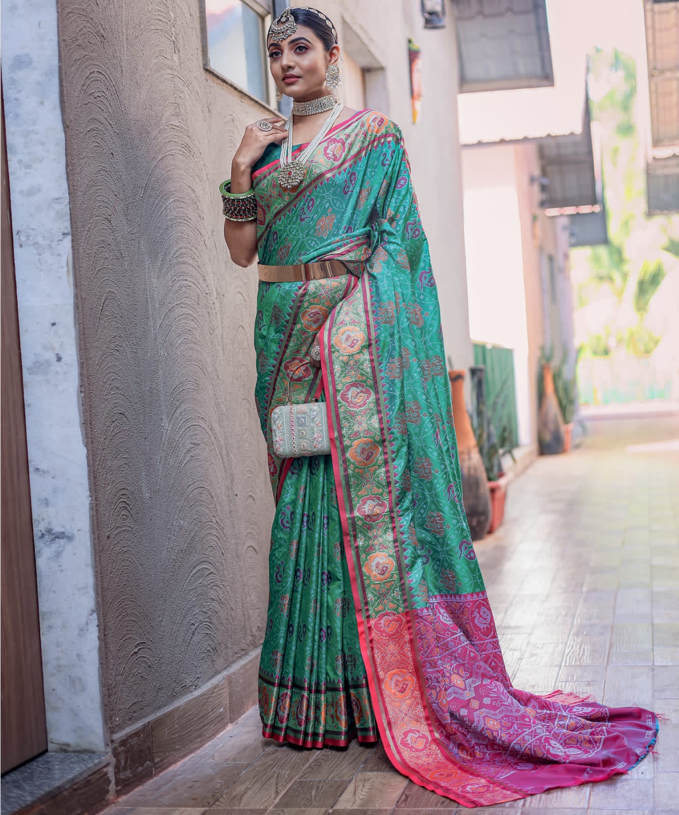 Beautiful Designer Pure Soft Rutuja Meenakari Patola Silk Saree