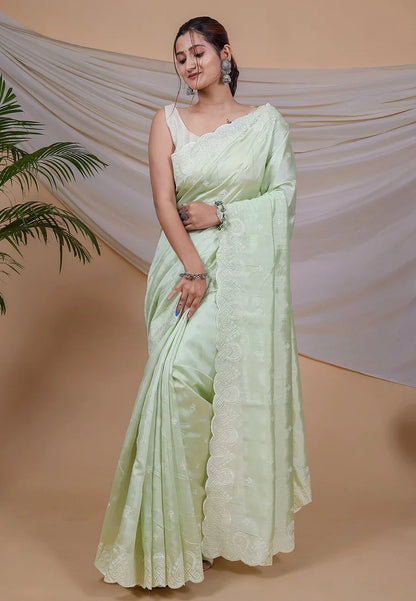Beautiful Designer Pure Soft Silk Saree With kantha Thread Work