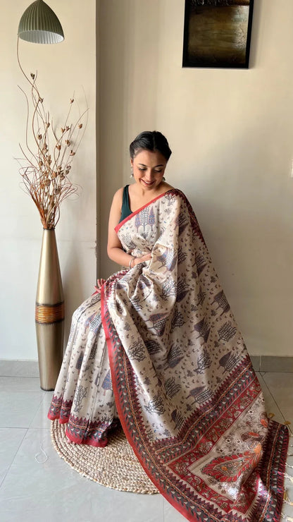 Beautiful Designer Prerna Pure Soft Silk Saree With kantha Thread Work