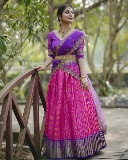 Beautiful Soft Banarasi Silk Half Saree &amp; Lehenga