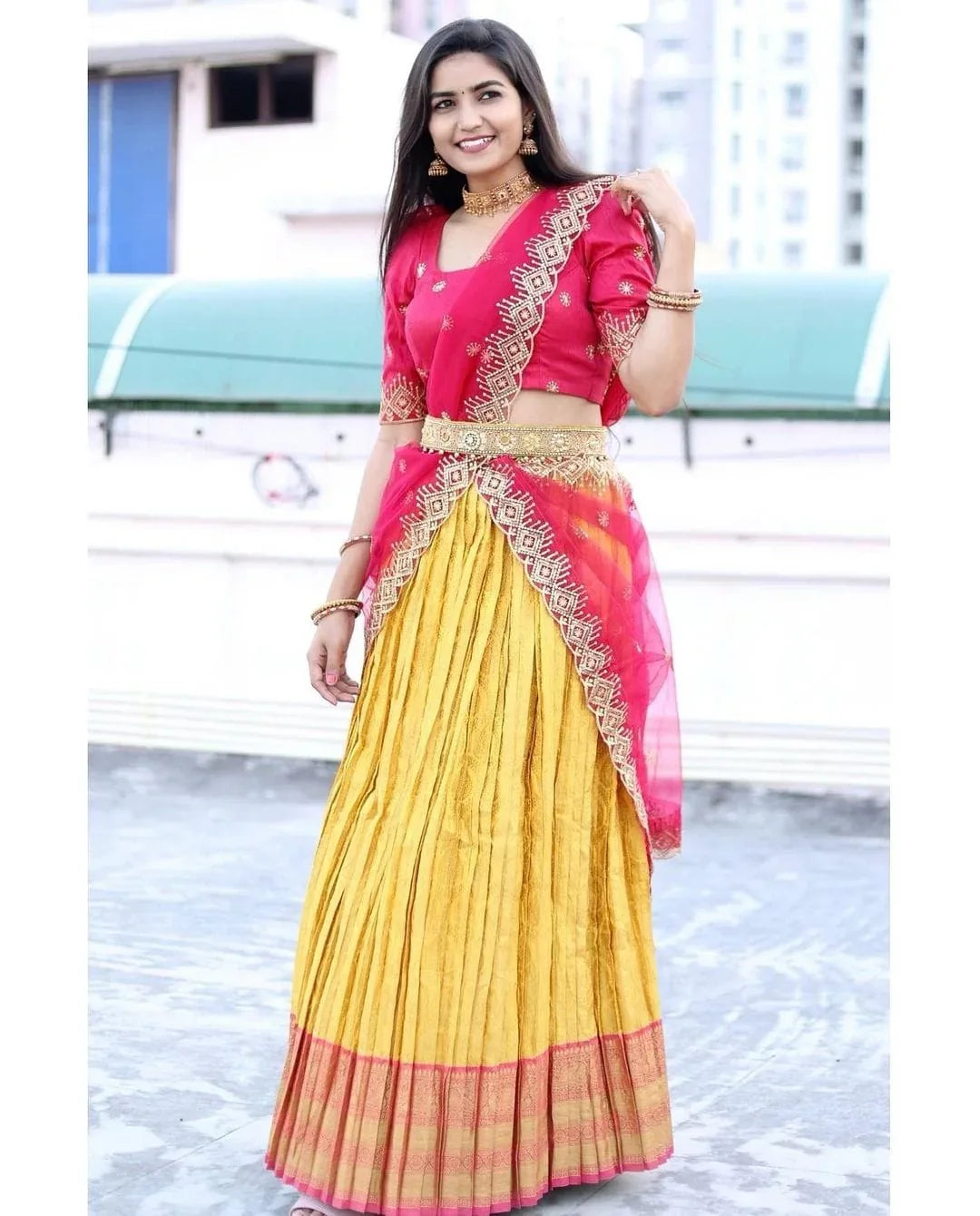 Beautiful Soft Banarasi Silk Half Saree &amp; Lehenga