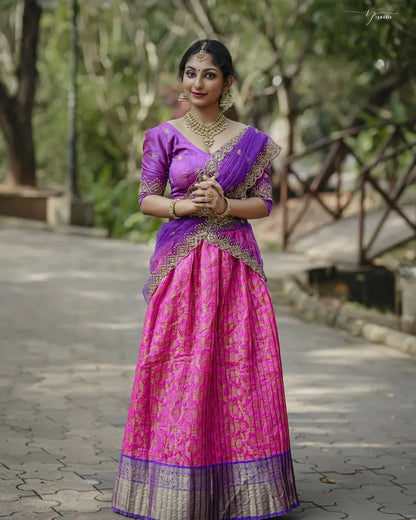 Beautiful Soft Banarasi Silk Half Saree &amp; Lehenga