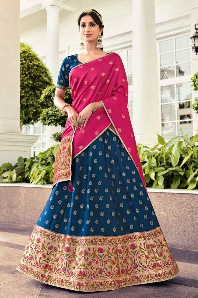 Beautiful Soft Banarasi Silk Half Saree &amp; Lehenga