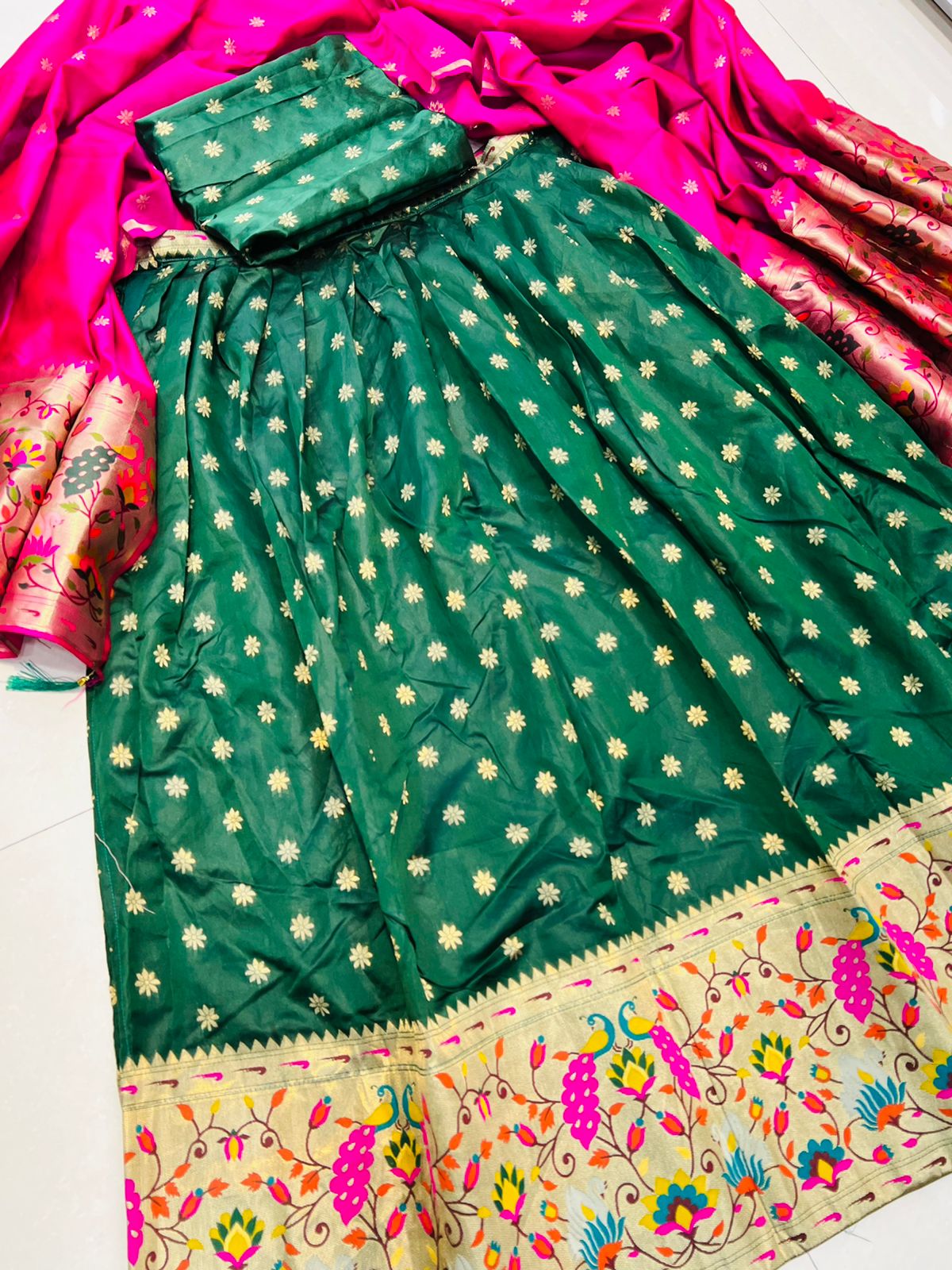 Beautiful Soft Banarasi Silk Half Saree & Lehenga