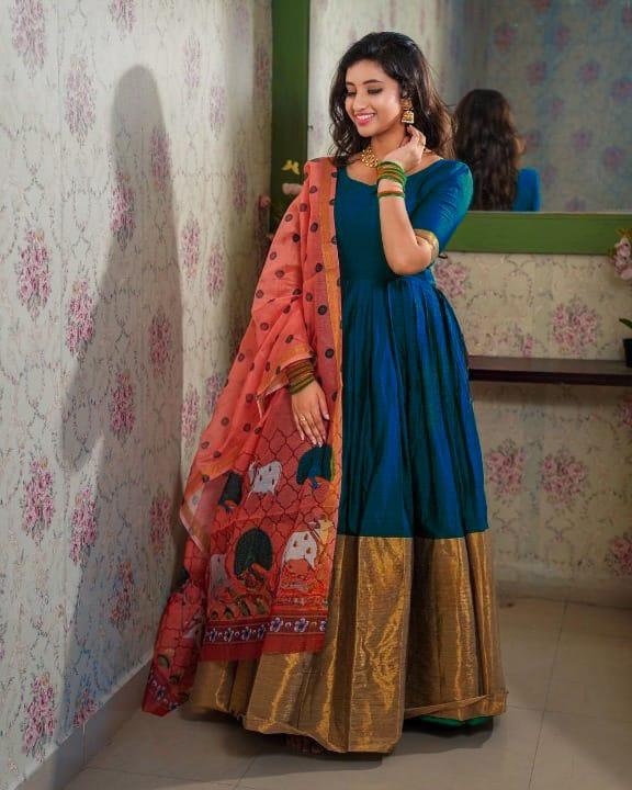 Beautiful Soft Banarasi Silk Half Saree &amp; Lehenga