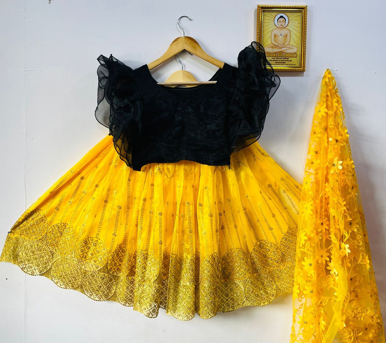 Kid's Beautiful Designer Soft Tissue Net Lehenga Choli