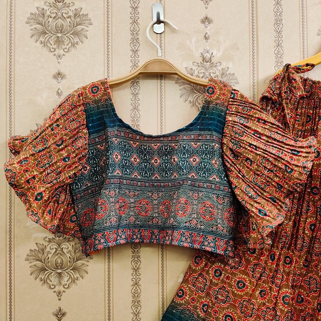 Kid's Beautiful Designer Gwon Frock & Lehenga Blouse Combo