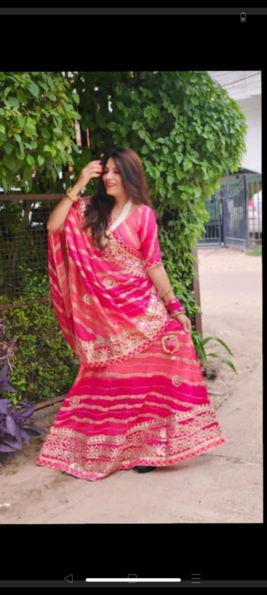 Beautiful Rajasthani Traditional Bandhej Kota Doriya Lehenga Choli