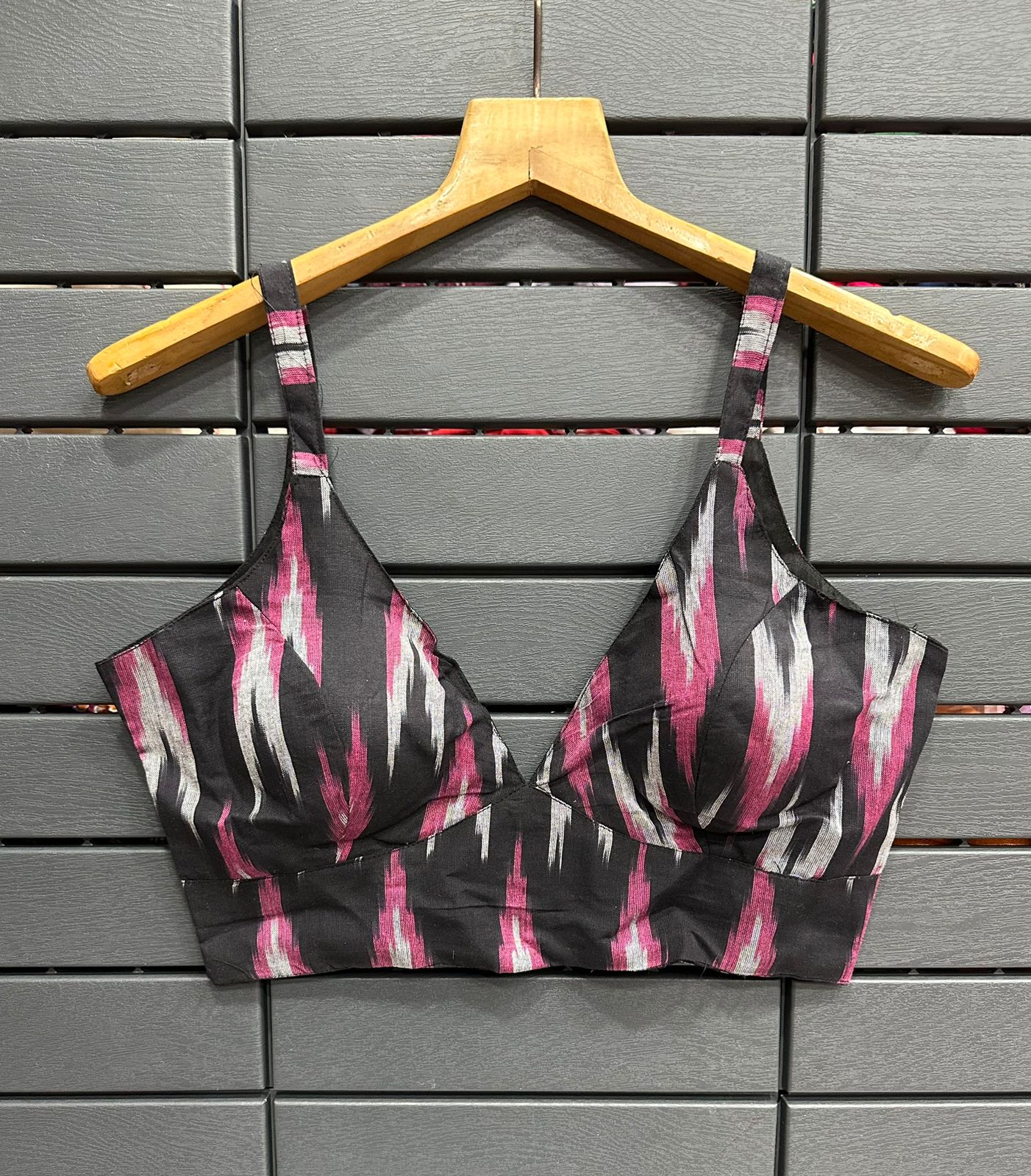 Designer Sabyasachi Alia Cut Boutique Pattern Pure Ikkat Cotton  Blouse