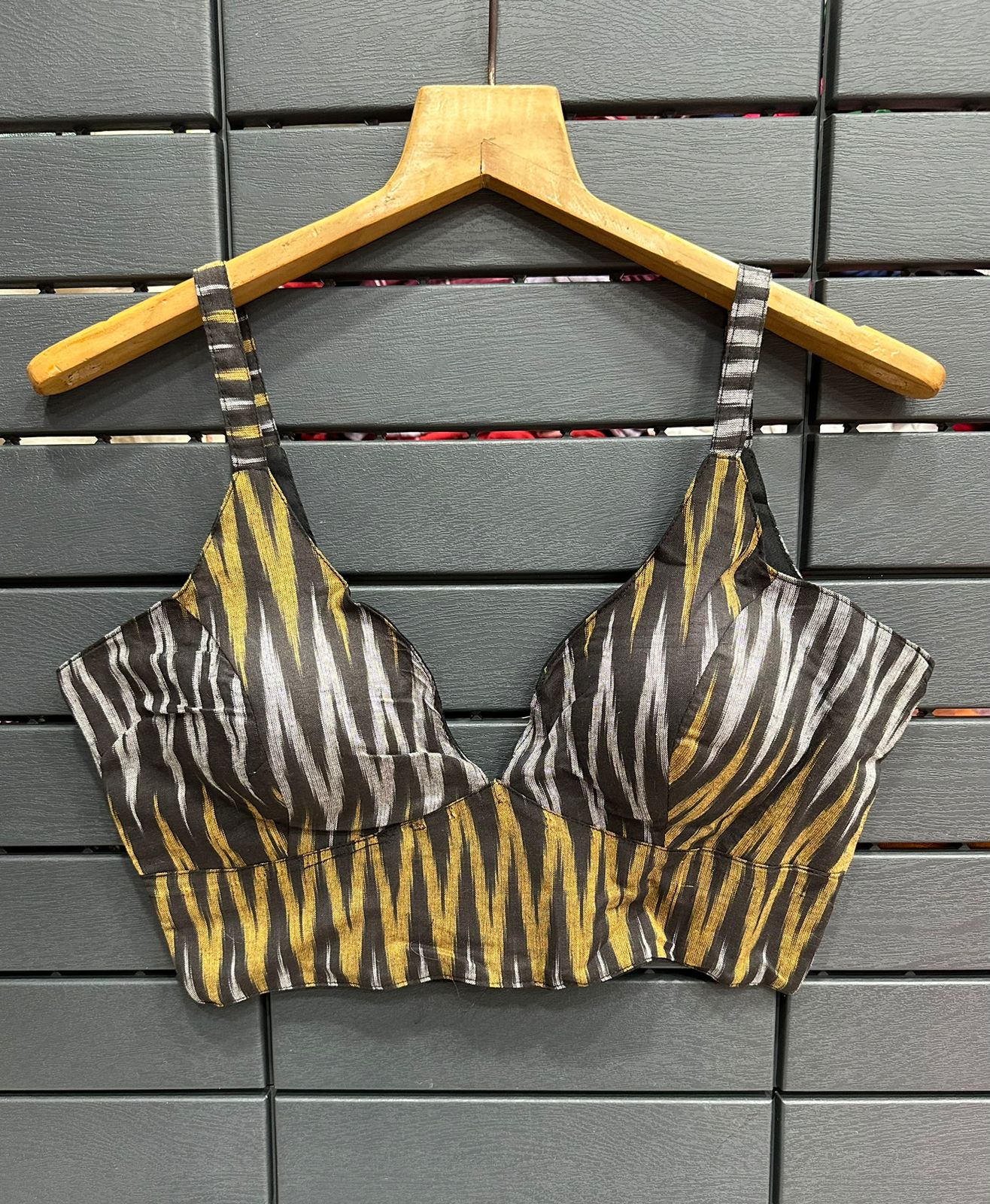 Designer Sabyasachi Alia Cut Boutique Pattern Pure Ikkat Cotton  Blouse