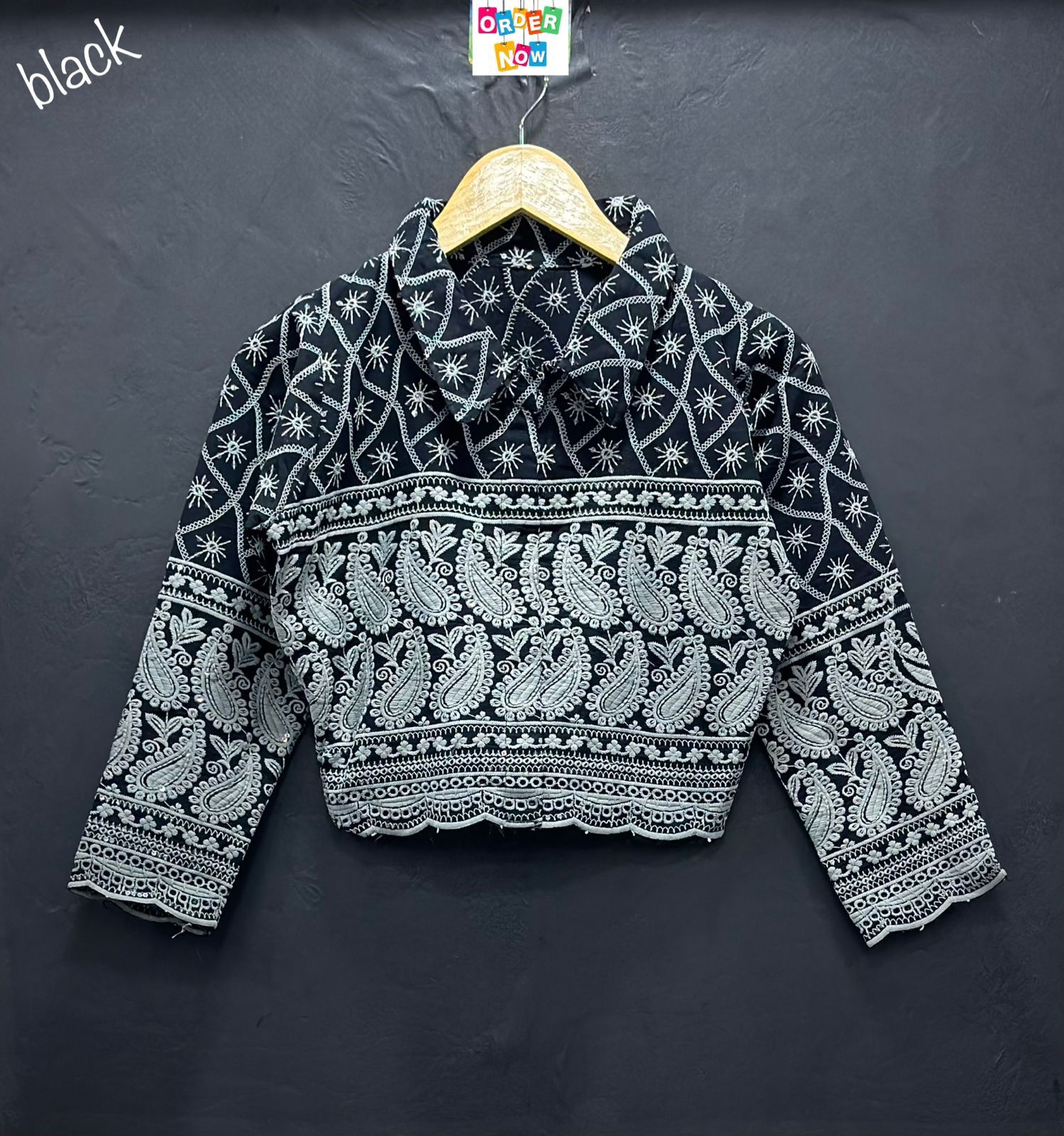 Beautiful Designer Havy Lakhnavi Seqance Work with Long Slave Collar Nack Blouse