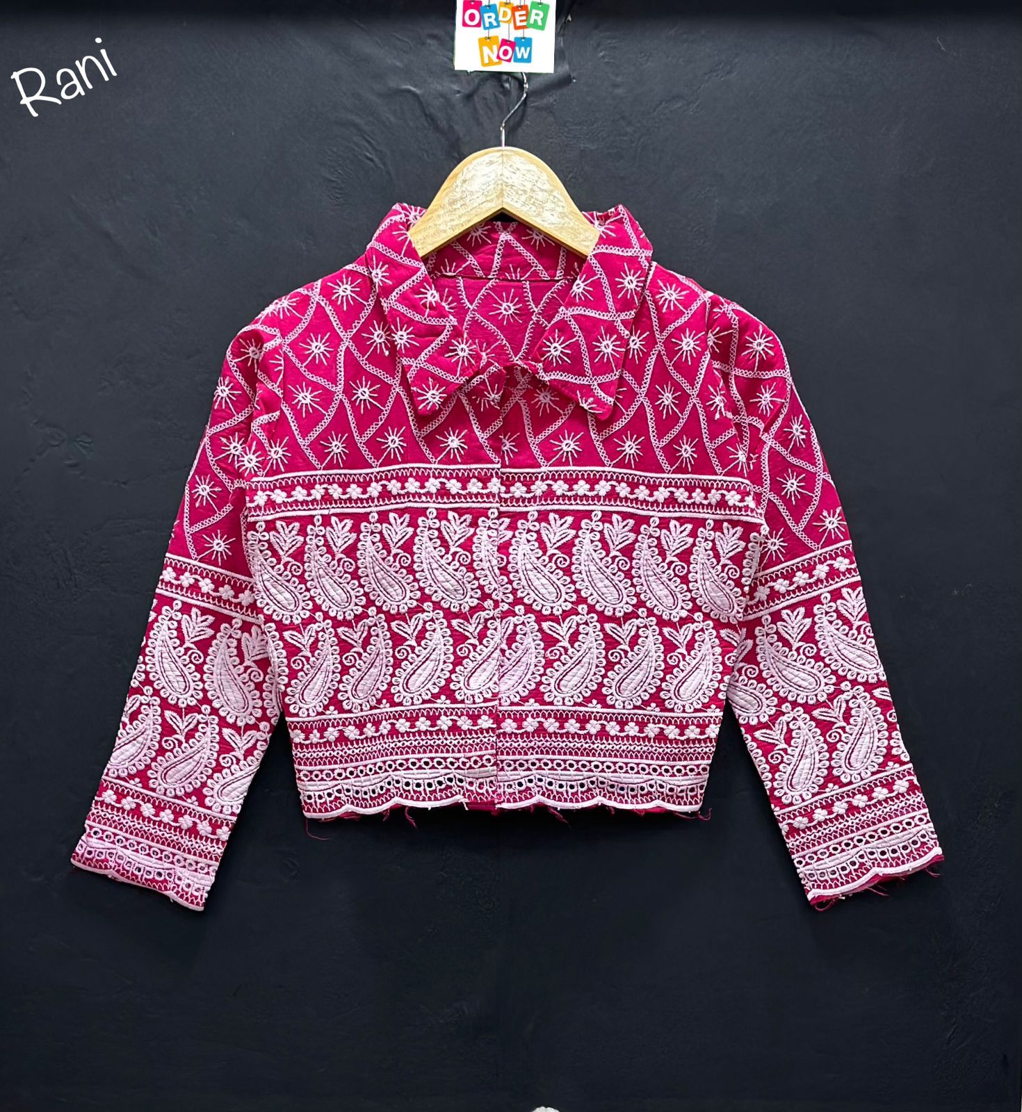 Beautiful Designer Havy Lakhnavi Seqance Work with Long Slave Collar Nack Blouse