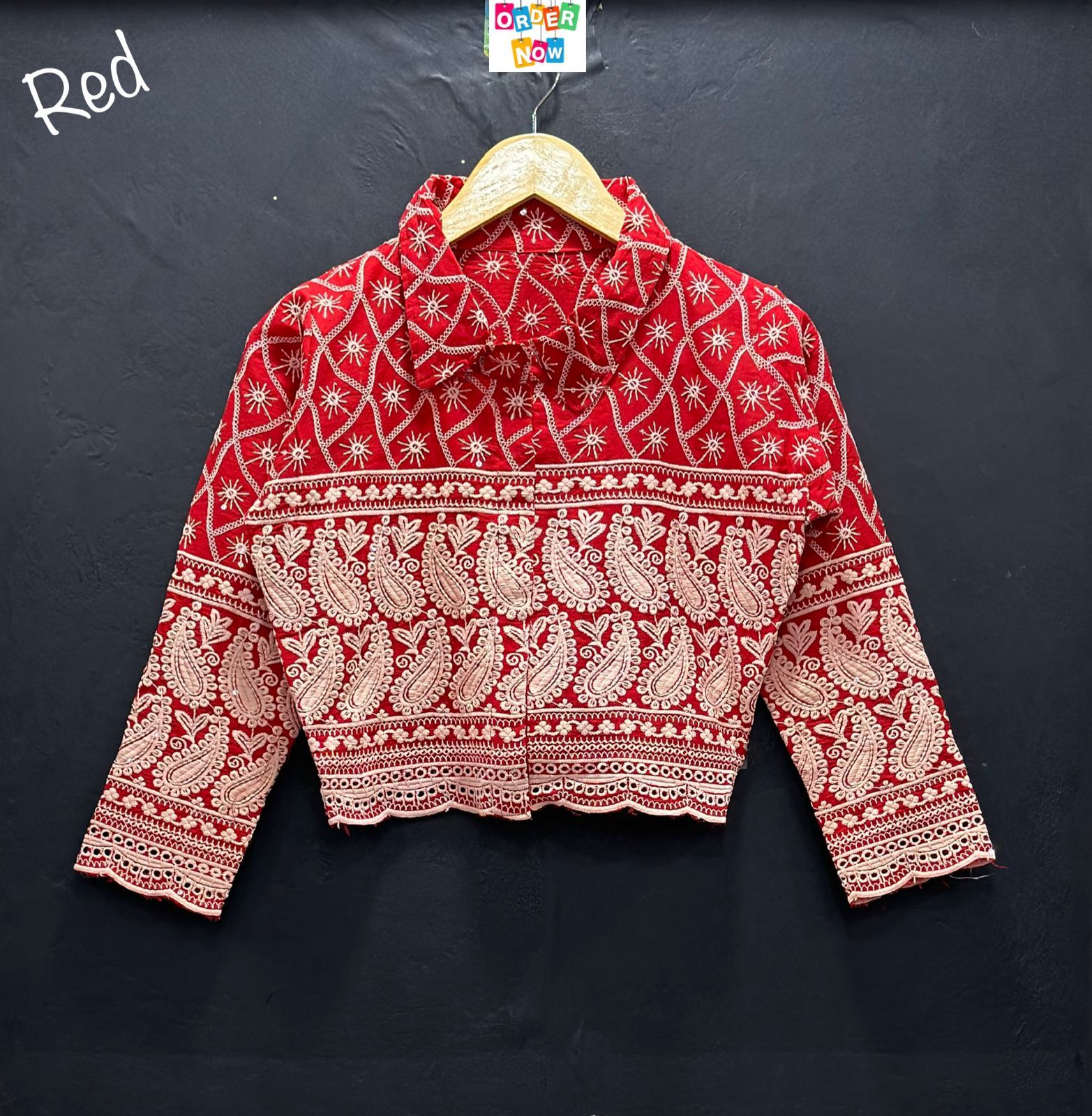 Beautiful Designer Havy Lakhnavi Seqance Work with Long Slave Collar Nack Blouse