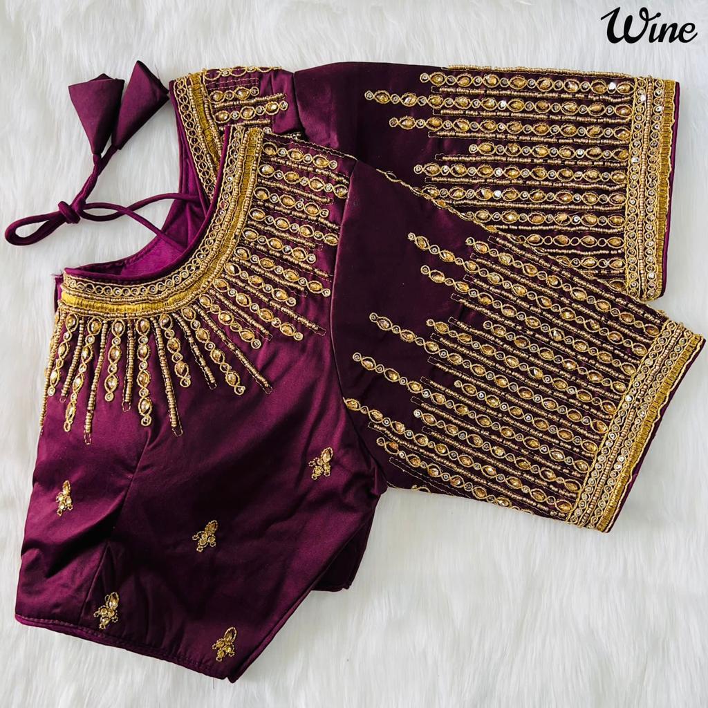 Beautiful Designer Coding  jari and Khatli Handwork Blouse