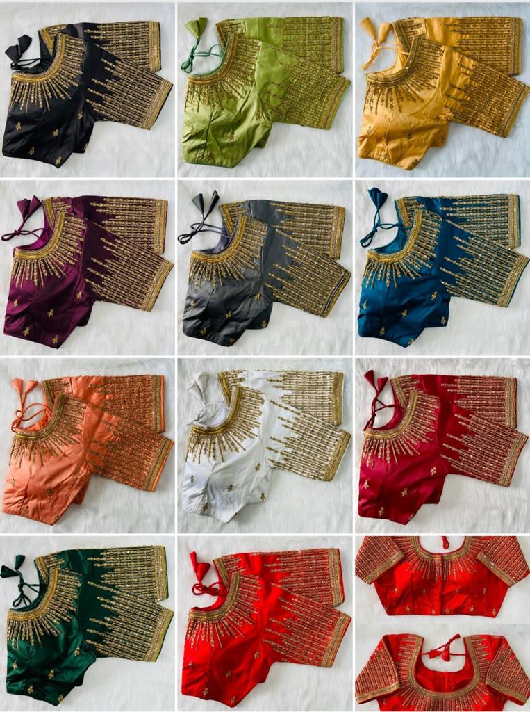 Beautiful Designer Coding  jari and Khatli Handwork Blouse