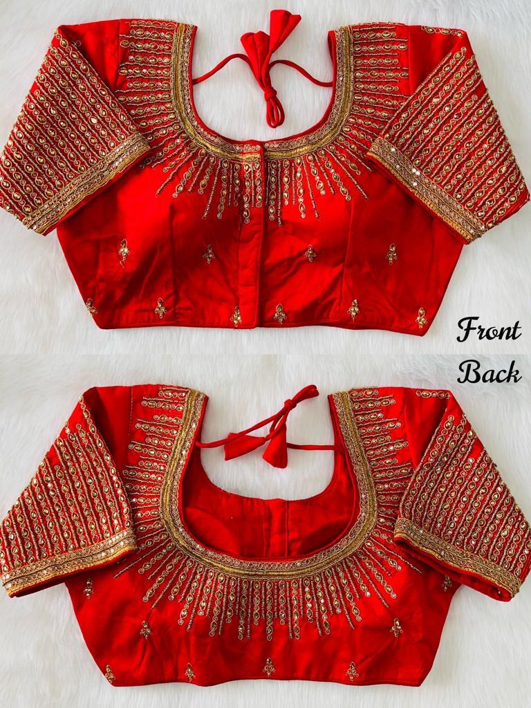 Beautiful Designer Coding  jari and Khatli Handwork Blouse