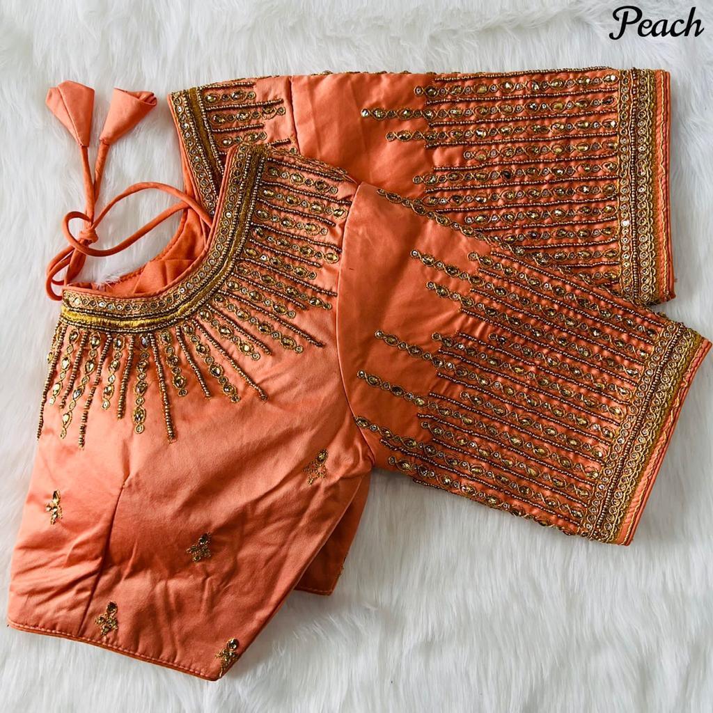 Beautiful Designer Coding  jari and Khatli Handwork Blouse