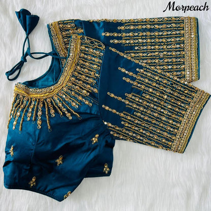 Beautiful Designer Coding  jari and Khatli Handwork Blouse