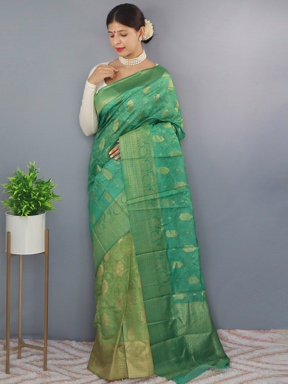 Beautiful Designer Party Wear Pure Chanderi Tilak Saree