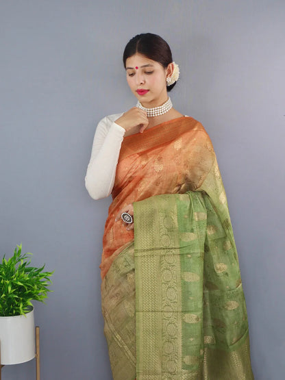 Beautiful Designer Party Wear Pure Chanderi Tilak Saree