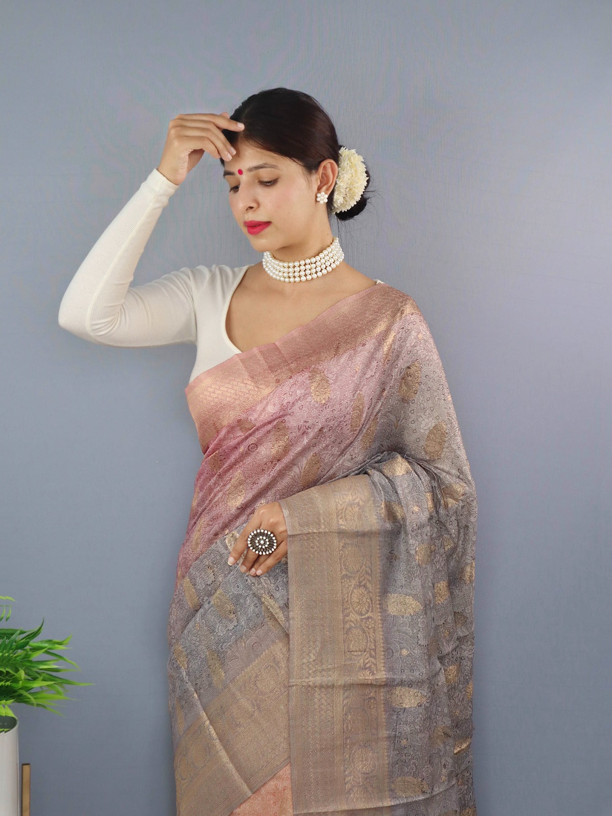 Beautiful Designer Party Wear Pure Chanderi Tilak Saree