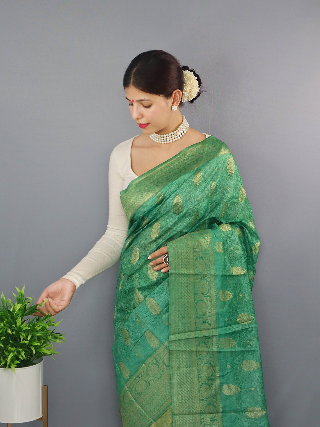 Beautiful Designer Party Wear Pure Chanderi Tilak Saree