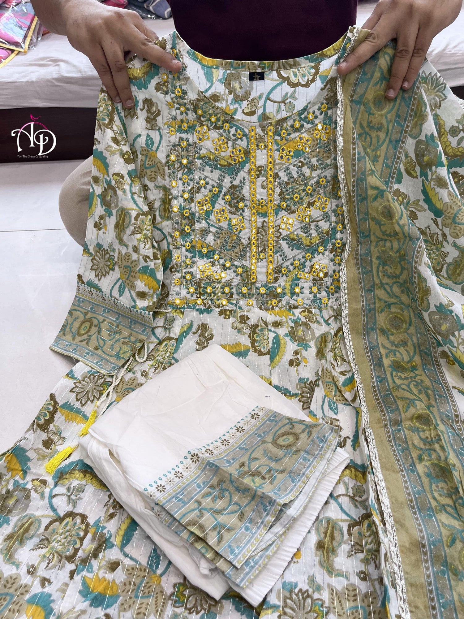 Beautiful Classical Pure Cotton Kurti With Pent With Duppata