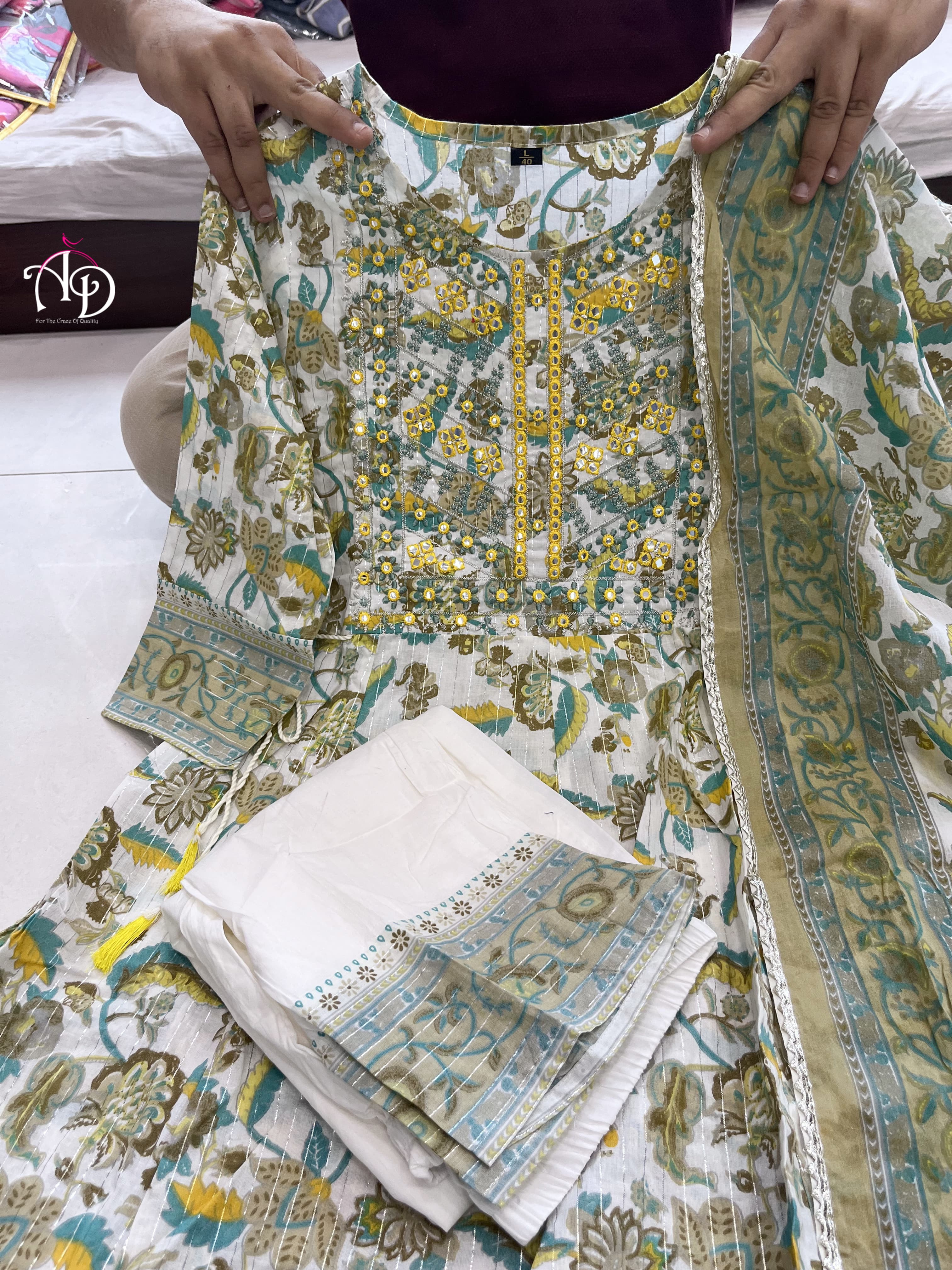 Beautiful Classical Pure Cotton Kurti With Pent With Duppata