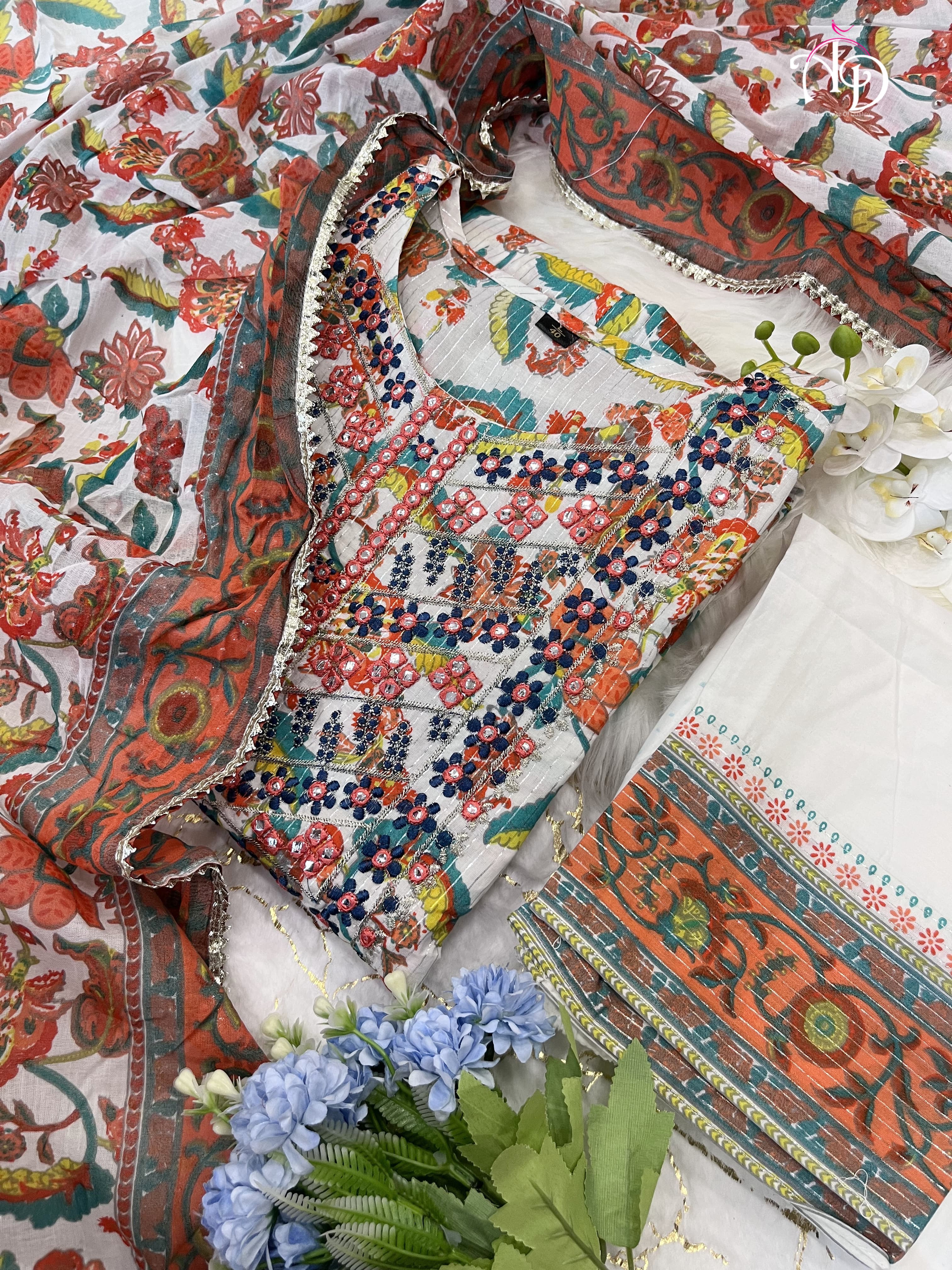 Beautiful Classical Pure Cotton Kurti With Pent With Duppata