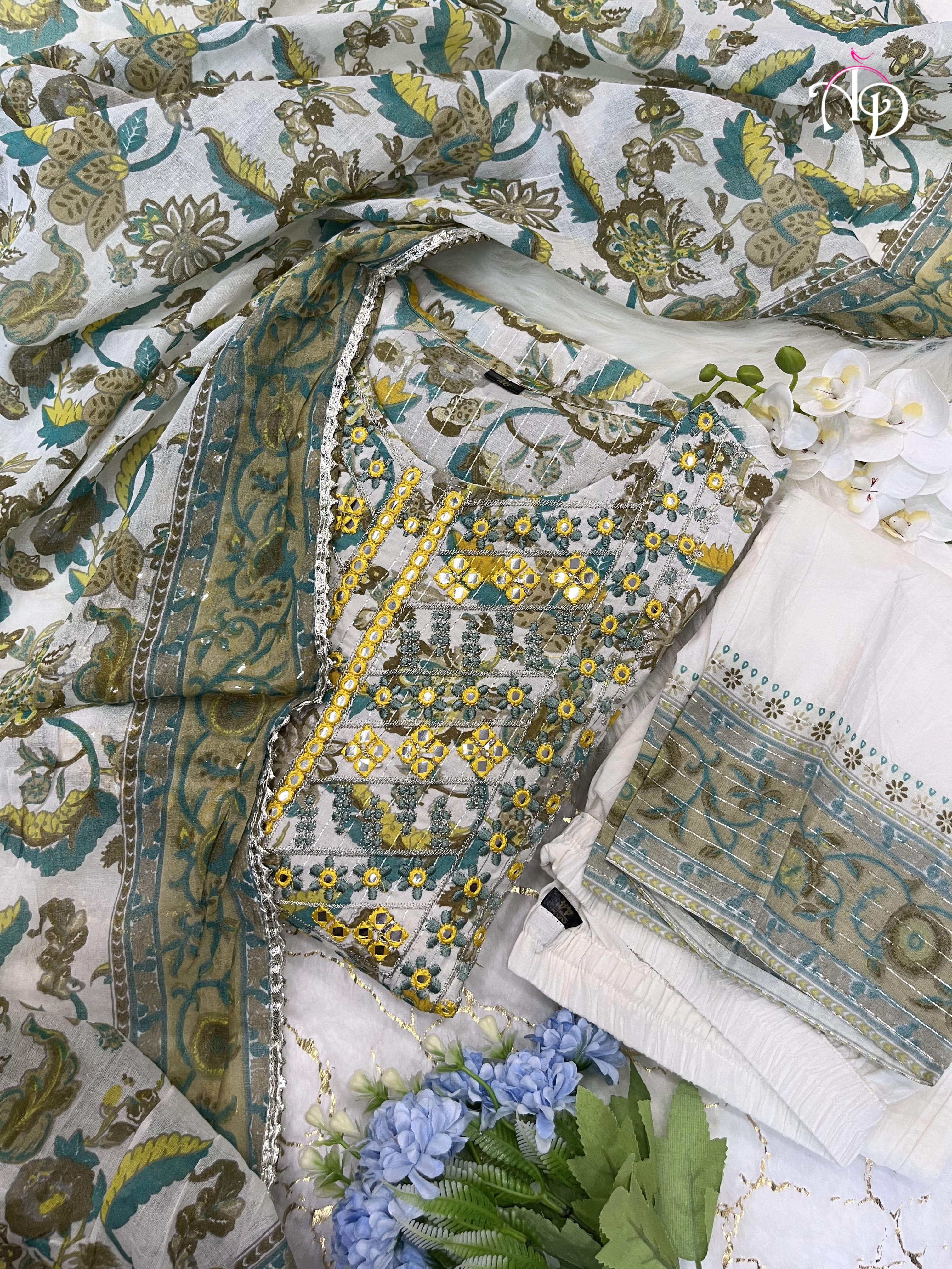 Beautiful Classical Pure Cotton Kurti With Pent With Duppata