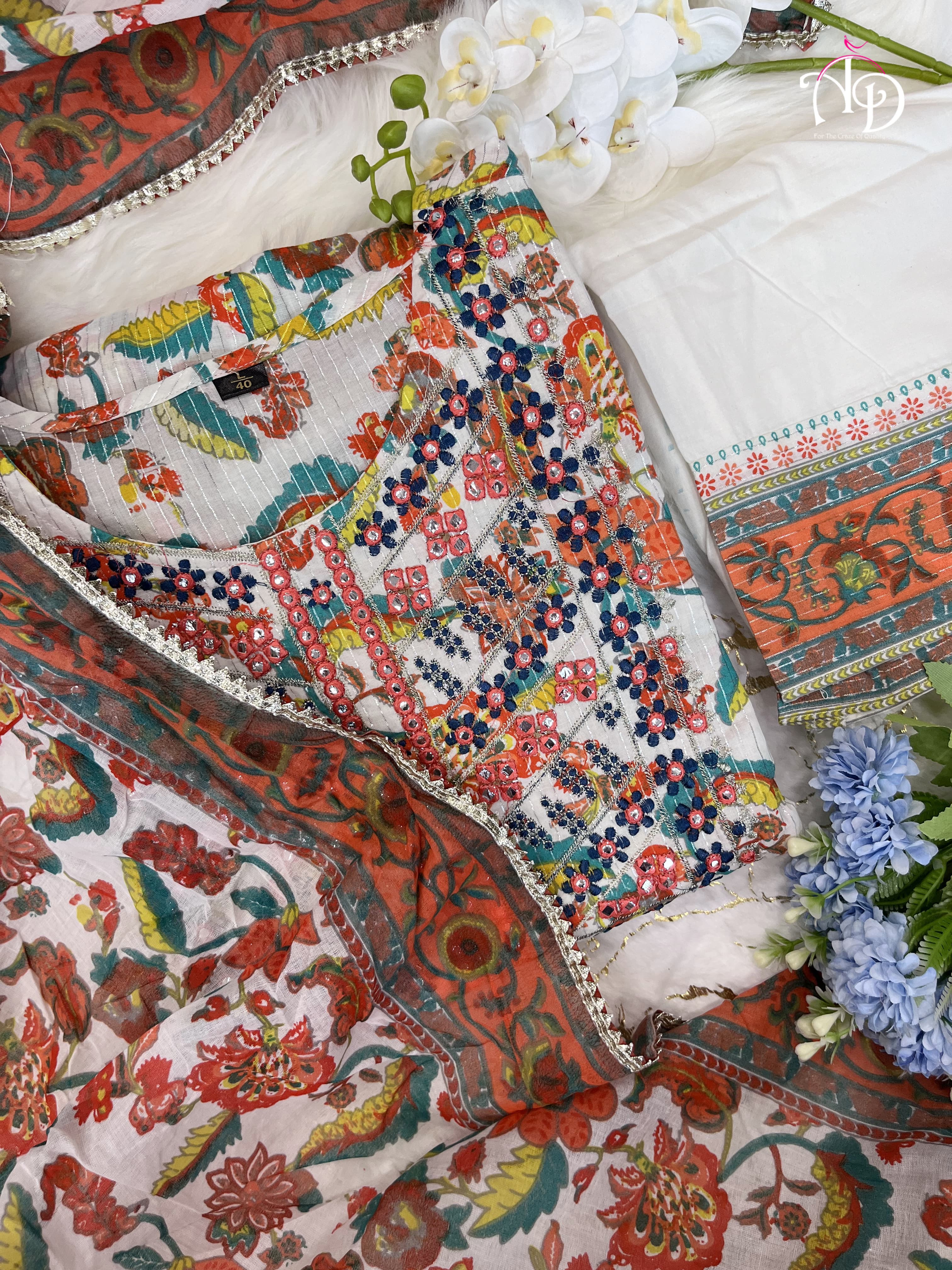 Beautiful Classical Pure Cotton Kurti With Pent With Duppata