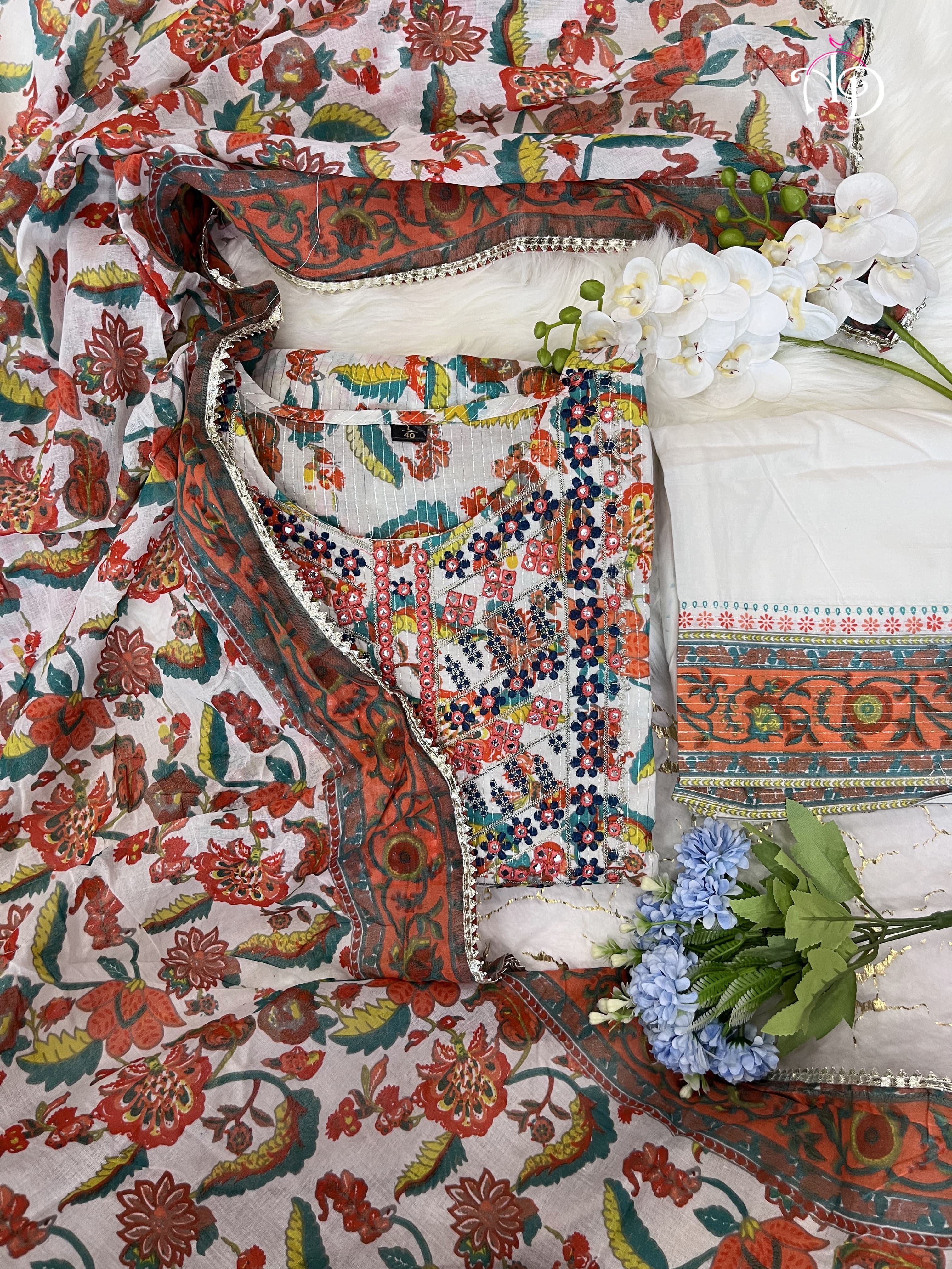 Beautiful Classical Pure Cotton Kurti With Pent With Duppata