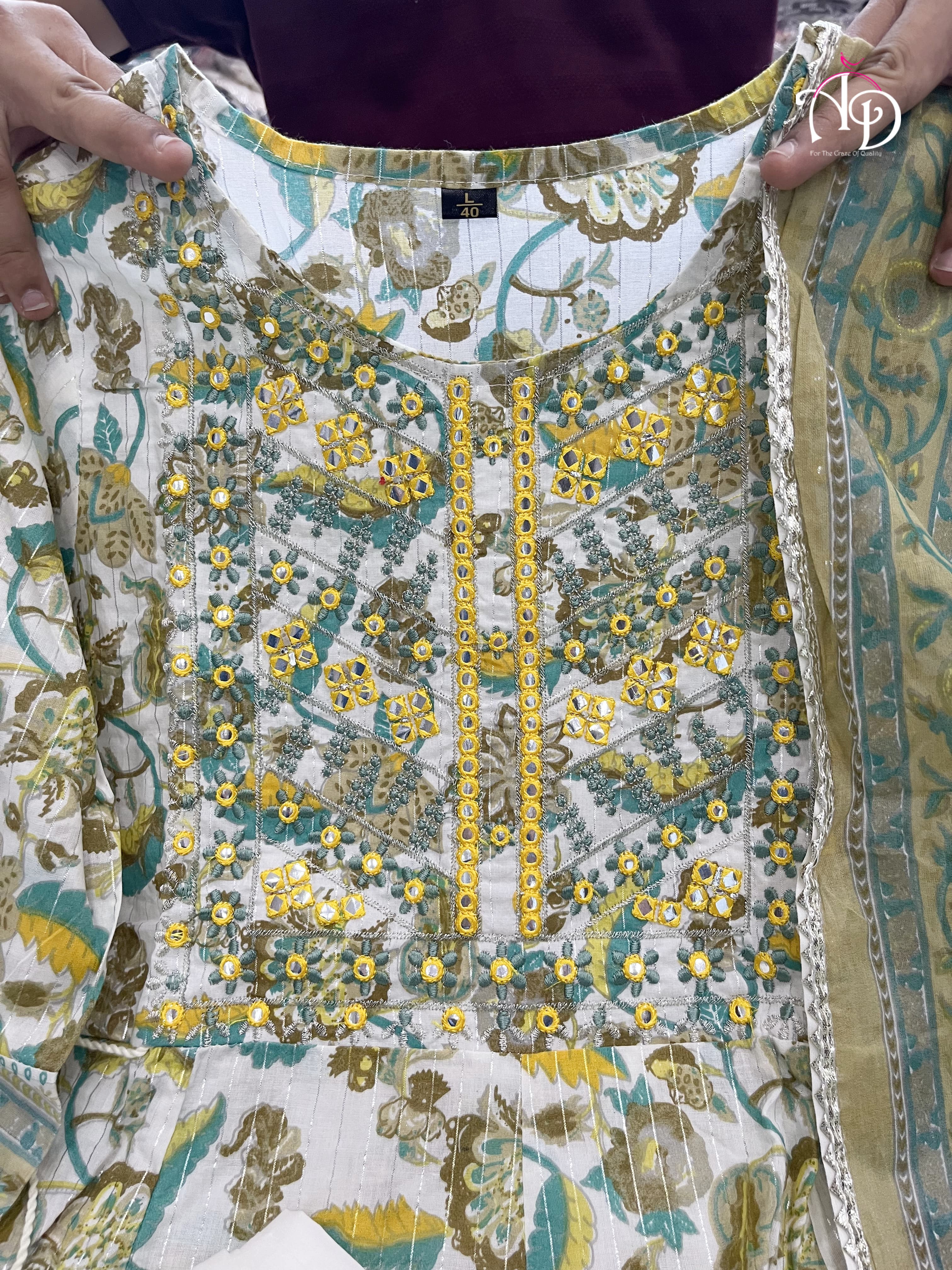 Beautiful Classical Pure Cotton Kurti With Pent With Duppata