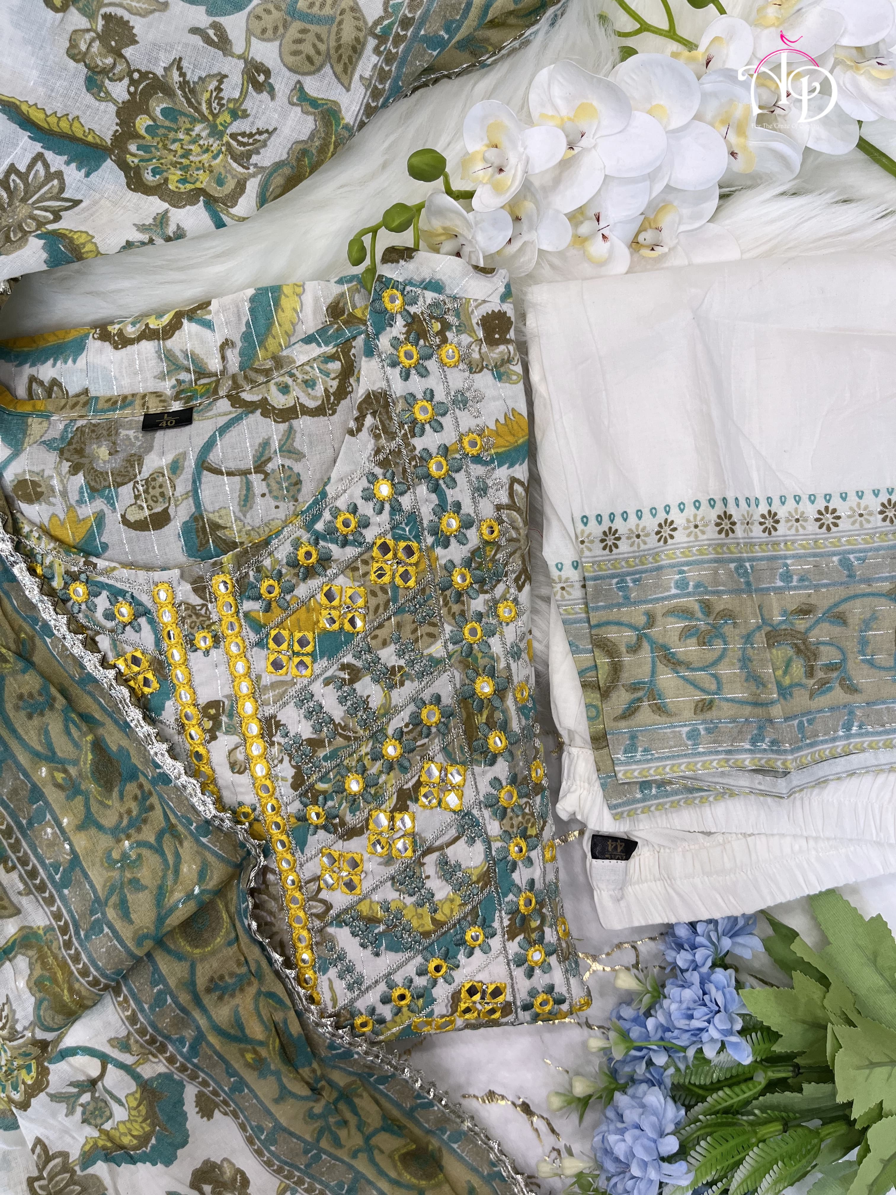 Beautiful Classical Pure Cotton Kurti With Pent With Duppata