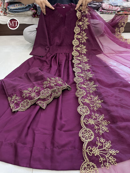 Beautiful Classical Pure Cotton Kurti Pent With Orgenza Duppata