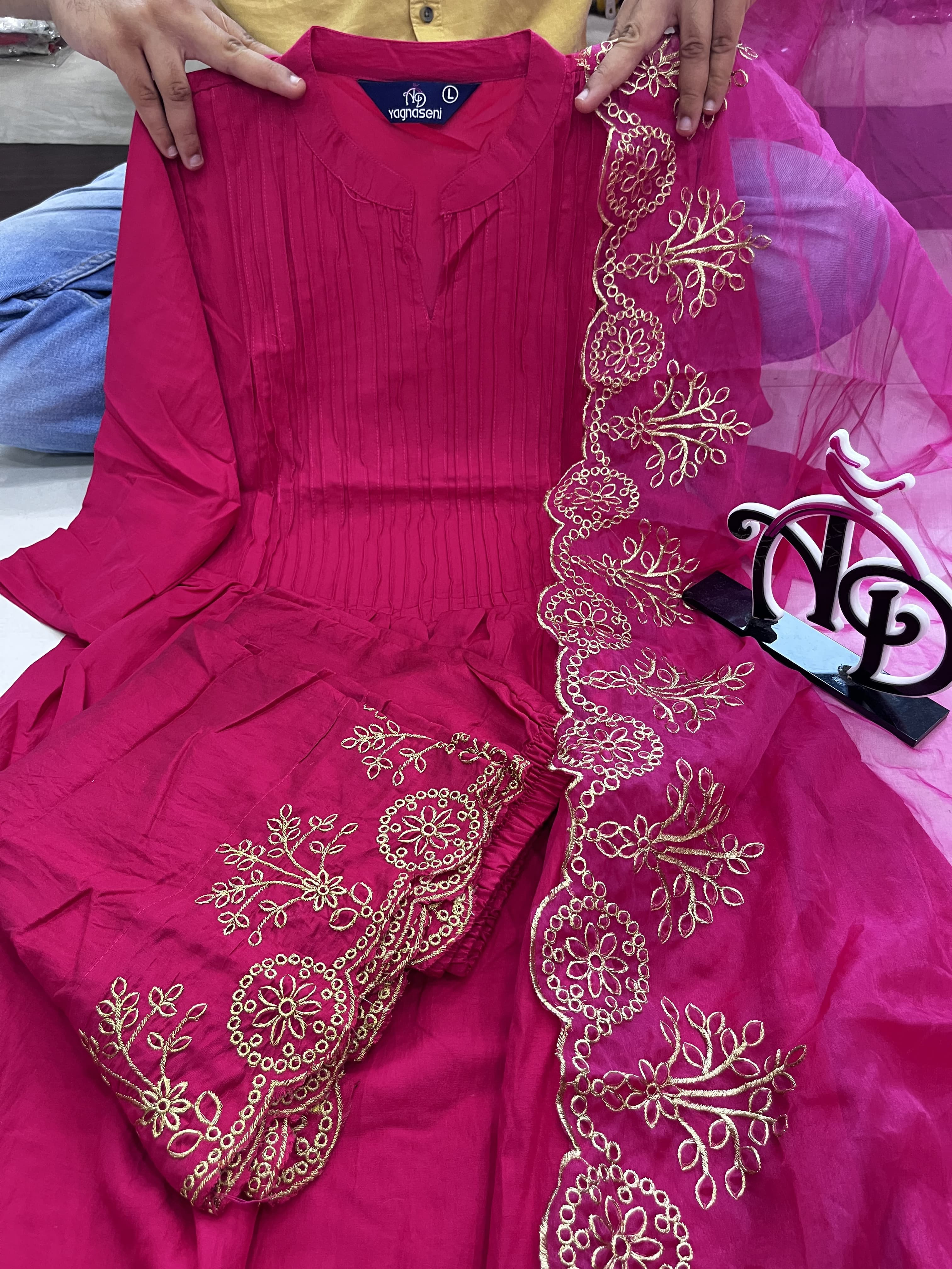 Beautiful Classical Pure Cotton Kurti Pent With Orgenza Duppata