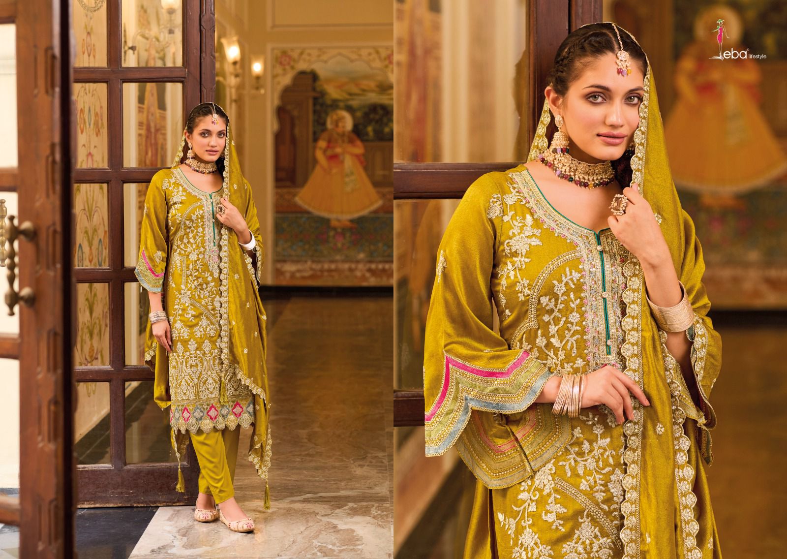 Beautiful Classical Eba Anokhi Premium silk Chudidar Suit 1640