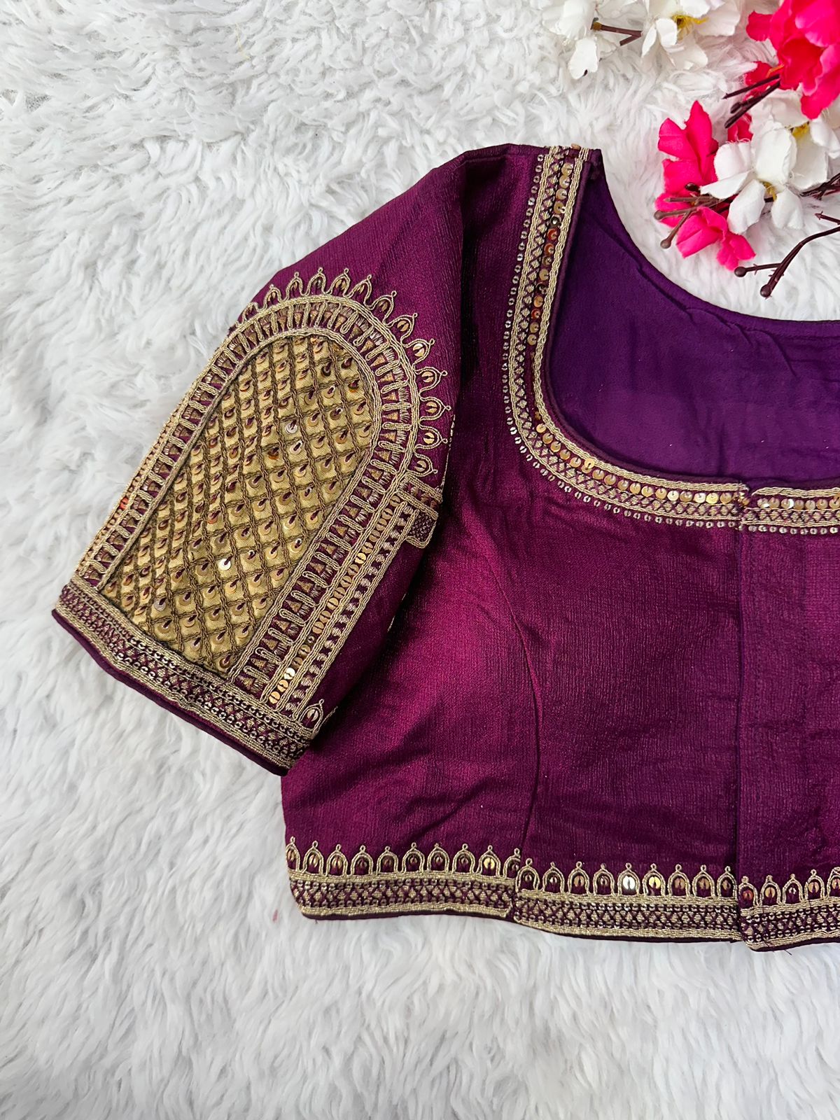 Beautiful Coading work with Hand touch Sequence Blouse