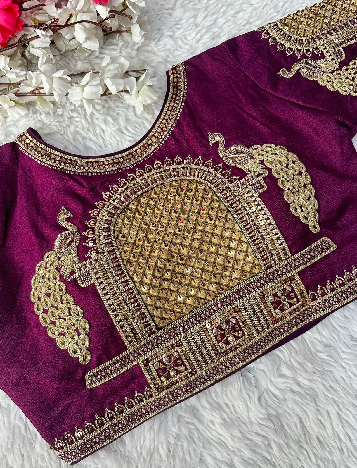 Beautiful Coading work with Hand touch Sequence Blouse