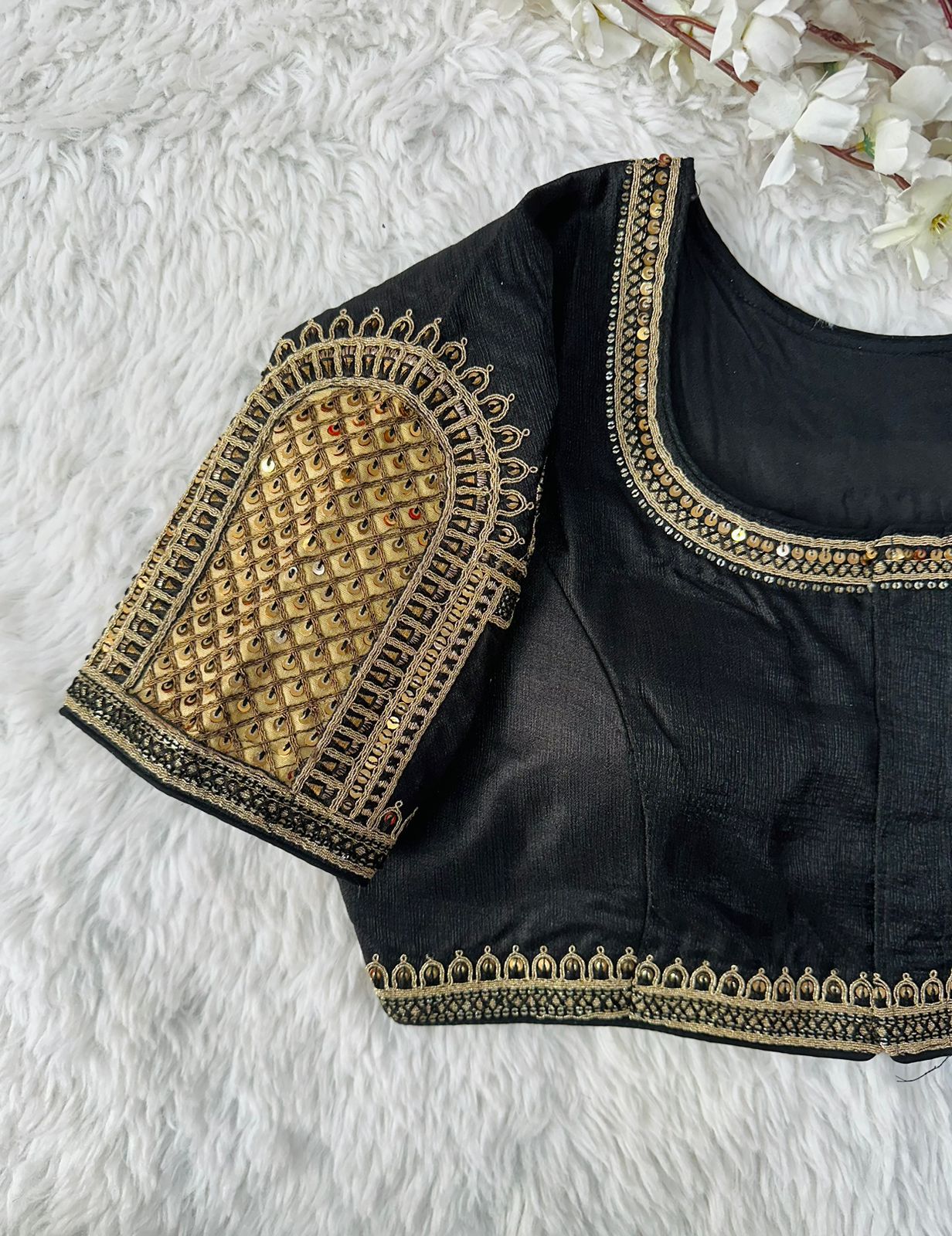 Beautiful Coading work with Hand touch Sequence Blouse