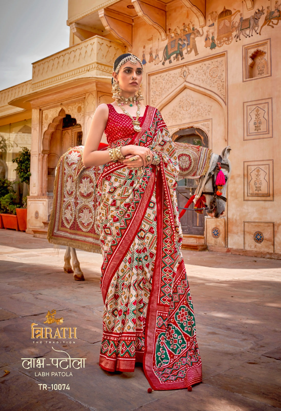 Beautiful Designer Beautifully Designed Trirath Labh Patola Saree 10074