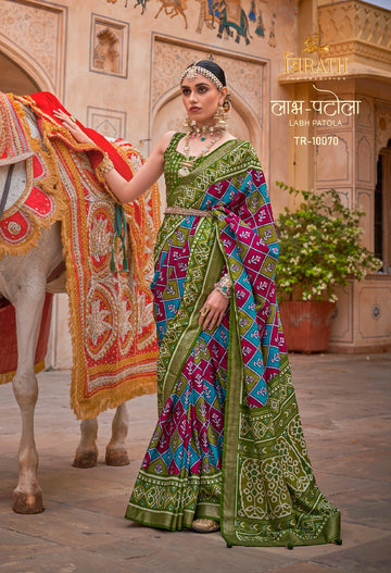 Beautiful Designer Beautifully Designed Trirath Labh Patola Saree 10070