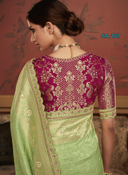 Beautiful Designer Kimora Pure Soft Dola Silk Sindhuri Maharani Silk Wedding Saree 187