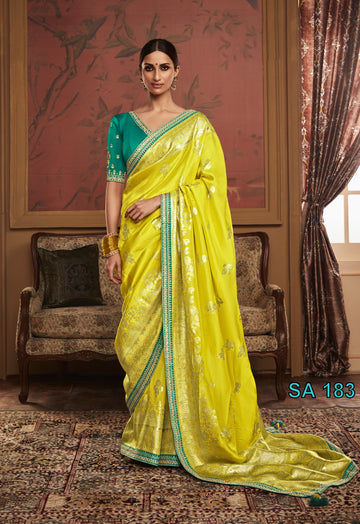 Beautiful Designer Kimora Pure Soft Dola Silk Sindhuri Maharani Silk Wedding Saree 183