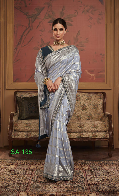 Beautiful Designer Kimora Pure Soft Dola Silk Sindhuri Maharani Silk Wedding Saree 185