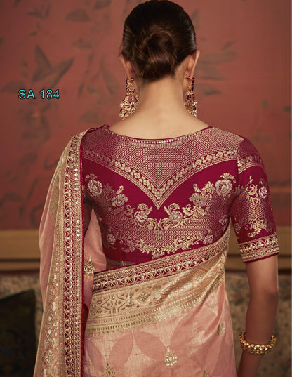 Beautiful Designer Kimora Pure Soft Dola Silk Sindhuri Maharani Silk Wedding Saree 184